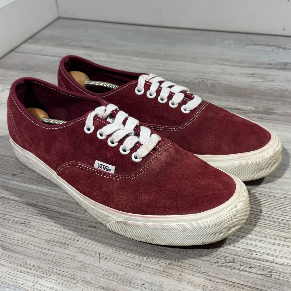 Vans Burgundy Suede Sneakers with White Laces